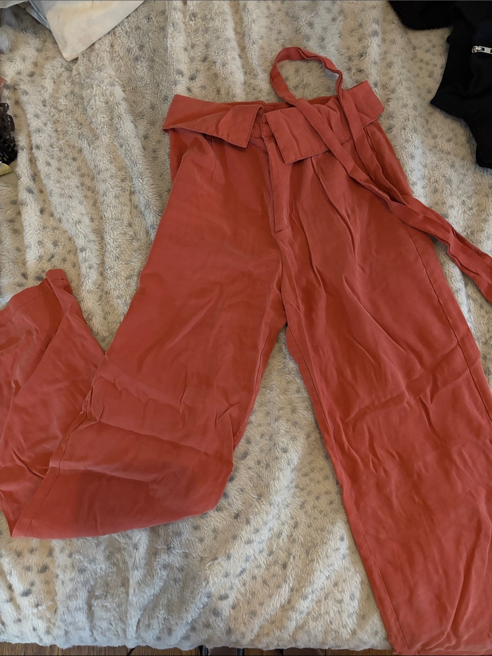Forever 21 Wide-Leg Paperbag Waist Jumpsuit - Rust Orange